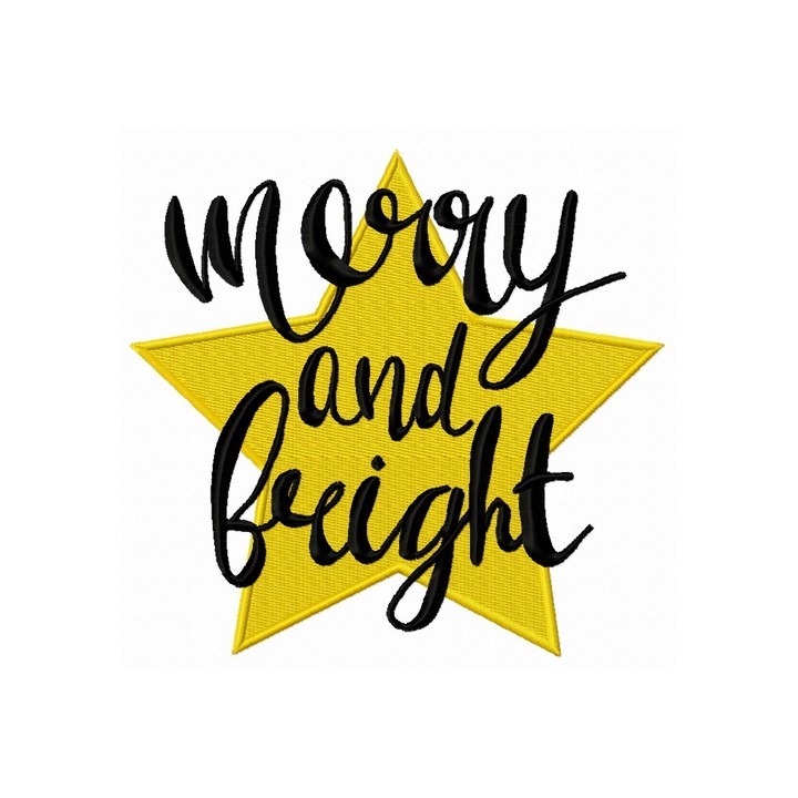 Merry and bright embroidery design - Embroidery Design