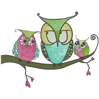 Bizarre owls embroidery design - Embroidery Design