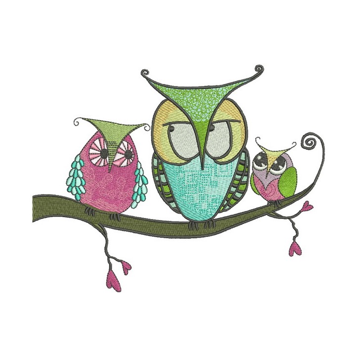 Bizarre owls embroidery design - Embroidery Design