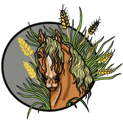Preview of Steppe horse 2 embroidery design featuring a beautifully stitched horse motif.