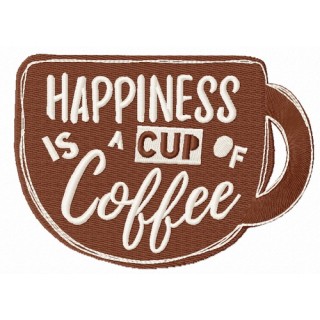 Happiness is a cup of coffee embroidery design - Embroidery Design