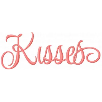 Kisses embroidery design preview showcasing a charming logo pattern for creative stitching projects.