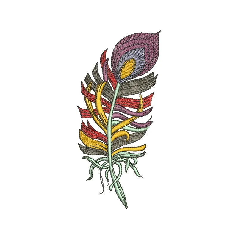 Rainbow feather 2 embroidery design preview showcasing vibrant colors and intricate stitching patterns.