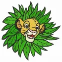 Simba in leaf collar embroidery design featuring a playful lion motif, perfect for children's apparel and accessories.