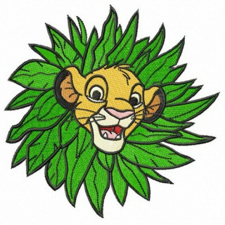 Simba in leaf collar embroidery design - Embroidery Design