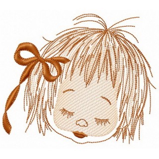 Sleeping girl's face embroidery design - Embroidery Design