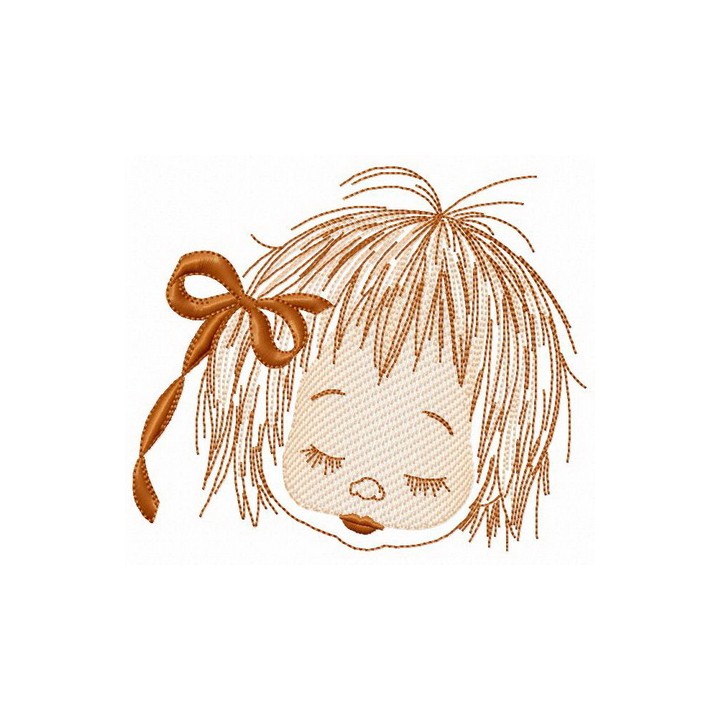 Sleeping girl's face embroidery design - Embroidery Design