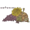 Autumn gifts embroidery design featuring seasonal motifs, perfect for creating cozy fall-themed projects.
