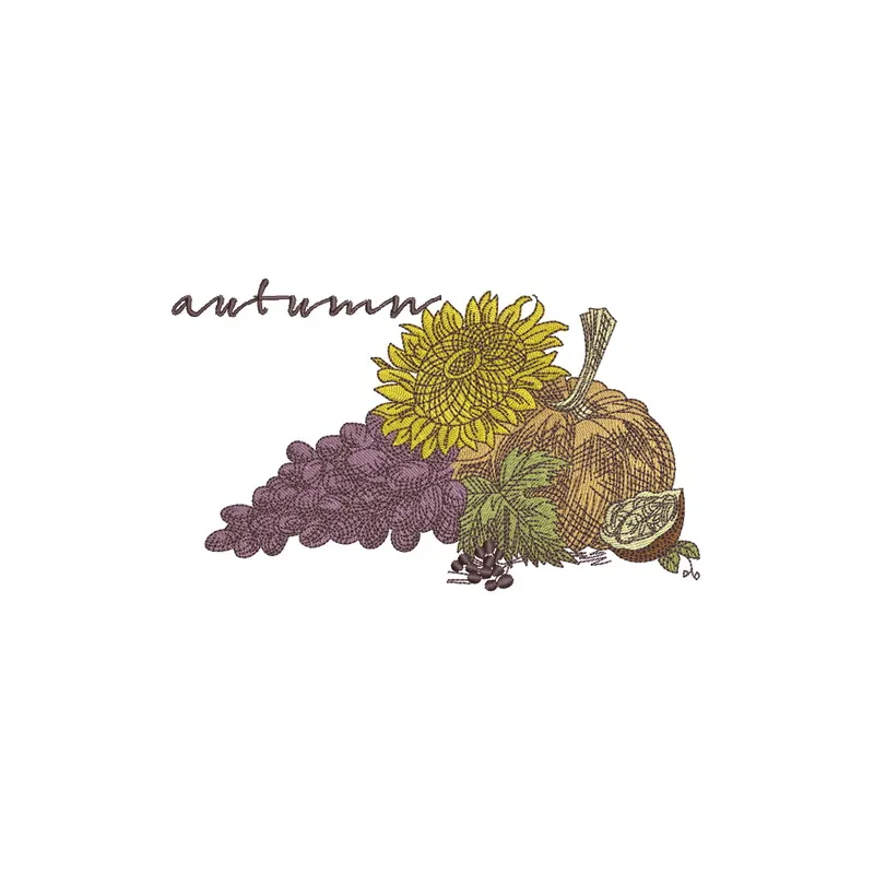 Autumn gifts embroidery design featuring seasonal motifs, perfect for creating cozy fall-themed projects.