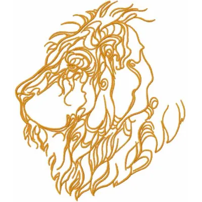 One colored lion embroidery design showcasing a majestic lion motif, perfect for various stitching projects.