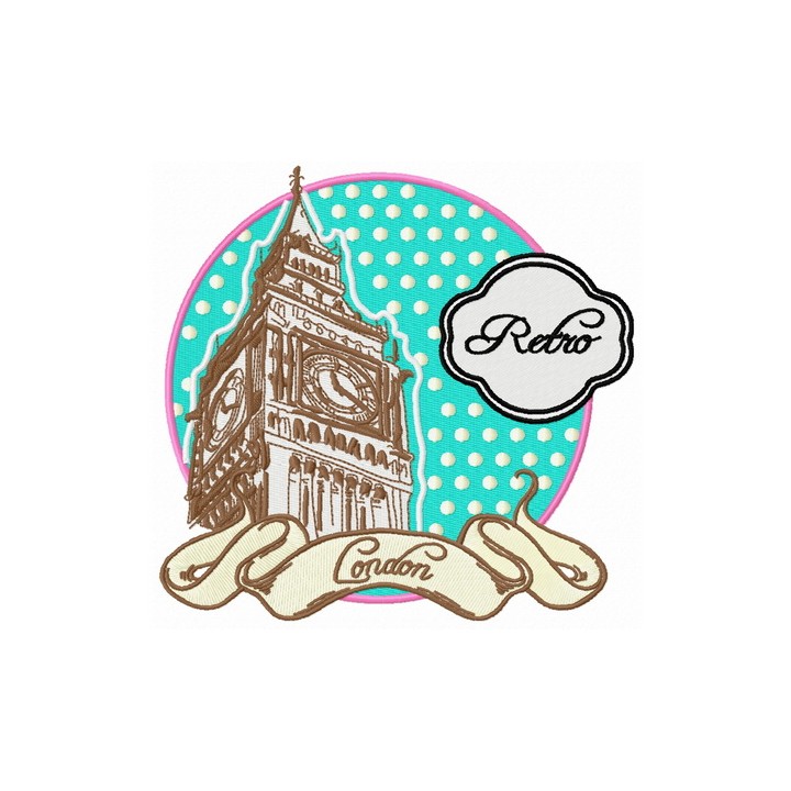 Retro London embroidery design - Embroidery Design