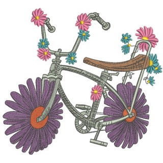 Chamomile bicycle embroidery design - Embroidery Design