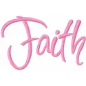 Preview of the Faith embroidery design, showcasing elegant lettering suitable for various fabric projects.