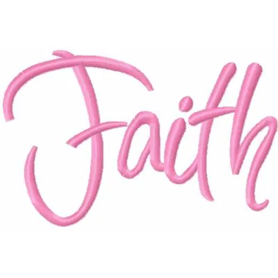 Preview of the Faith embroidery design, showcasing elegant lettering suitable for various fabric projects.
