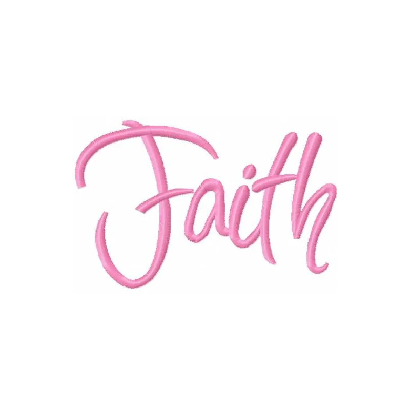 Preview of the Faith embroidery design, showcasing elegant lettering suitable for various fabric projects.