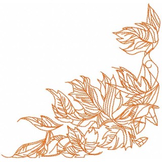 Autumn leaves one colored embroidery design - Embroidery Design