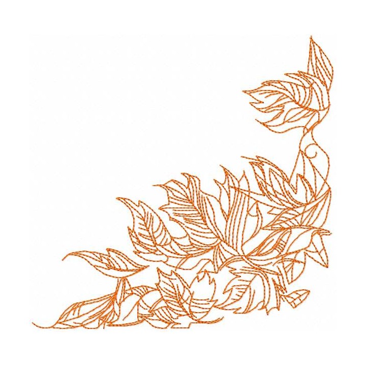 Autumn leaves one colored embroidery design - Embroidery Design