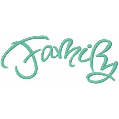 Colorful family embroidery design featuring alphabet letters and numbers, ideal for personalizing garments and gifts.