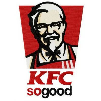 KFC so good embroidery design featuring vibrant stitching patterns for fun apparel and accessories.