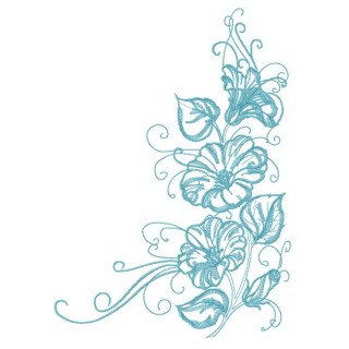 Blue bindweed decoration embroidery design - Embroidery Design