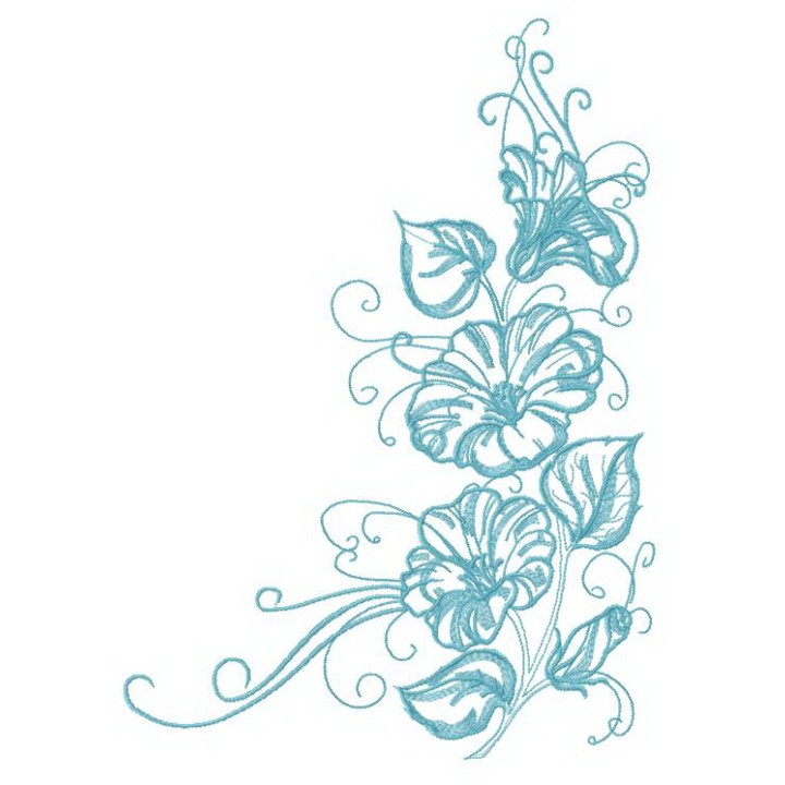Blue bindweed decoration embroidery design - Embroidery Design