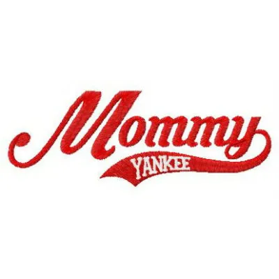 Mommy Yankee embroidery design featuring a baseball theme, ideal for stitching on caps or t-shirts.