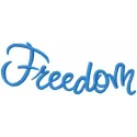 Freedom embroidery design featuring bold letters, ideal for personalizing t-shirts, tote bags, and more.