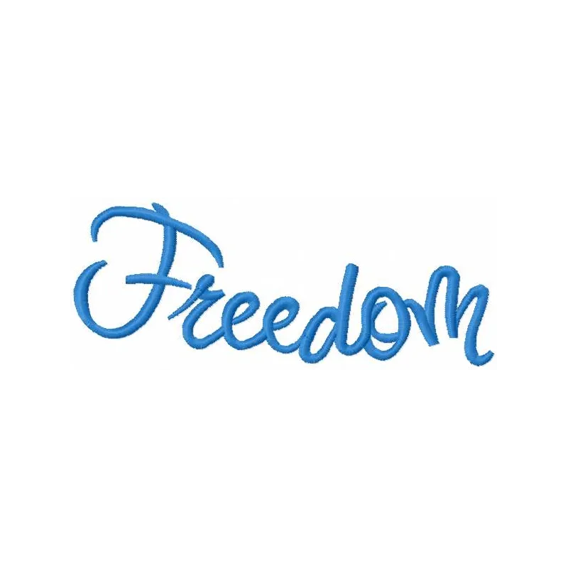 Freedom embroidery design featuring bold letters, ideal for personalizing t-shirts, tote bags, and more.