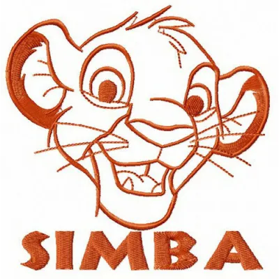 Little Simba Lion King embroidery design featuring a playful lion cub, perfect for children's clothing and accessories.