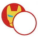 Iron Man round monogram embroidery design featuring a bold superhero motif, perfect for custom apparel and gifts.