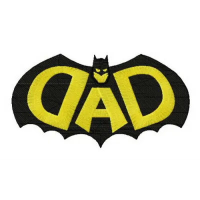 DAD Batman silhouette embroidery design showcasing a striking batman motif for creative stitching projects.
