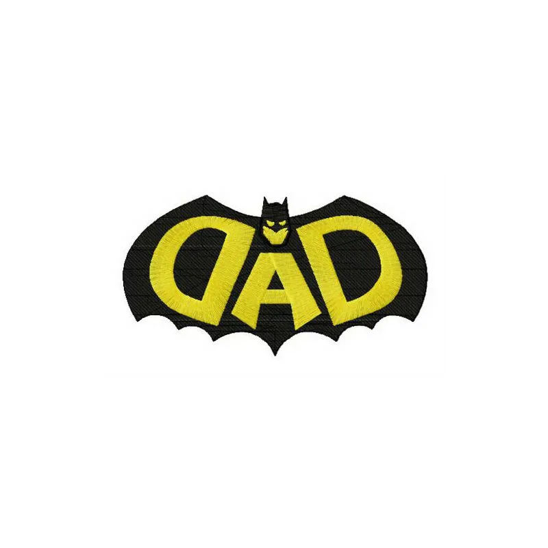 DAD Batman silhouette embroidery design showcasing a striking batman motif for creative stitching projects.