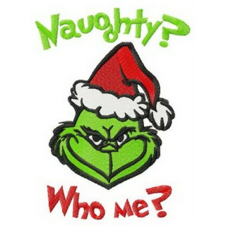 Grinch Naughty? Who me? embroidery design - Embroidery Design