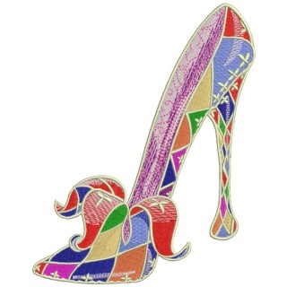 Harlequin high heels embroidery design - Embroidery Design
