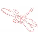 Preview of a pink dragonfly embroidery design featuring delicate details, suitable for various fabric projects.