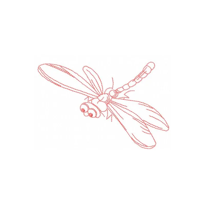 Preview of a pink dragonfly embroidery design featuring delicate details, suitable for various fabric projects.