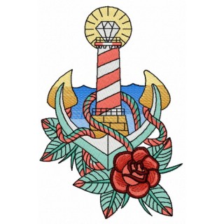 Striped lighthouse 2 embroidery design - Embroidery Design