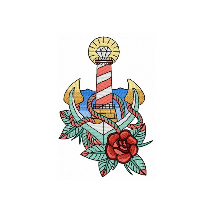 Striped lighthouse 2 embroidery design - Embroidery Design