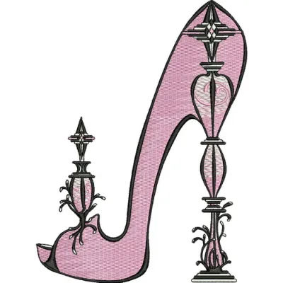 Preview of an extravagant high heels embroidery design showcasing a stylish stitched motif for fashion accessories.