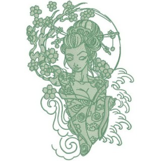 Shy geisha 3 embroidery design - Embroidery Design