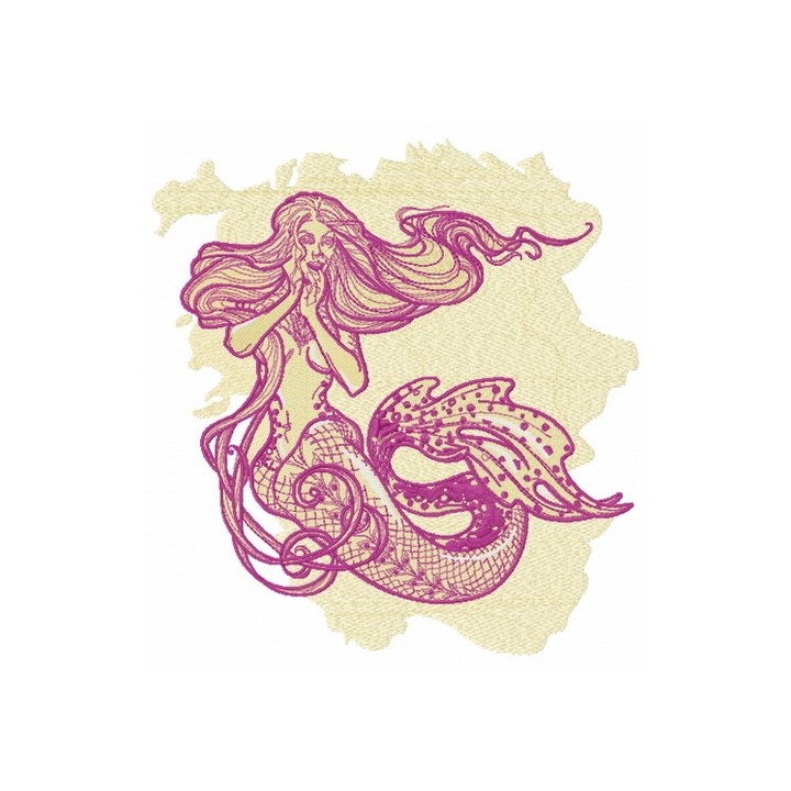 Surpised mermaid embroidery design - Embroidery Design