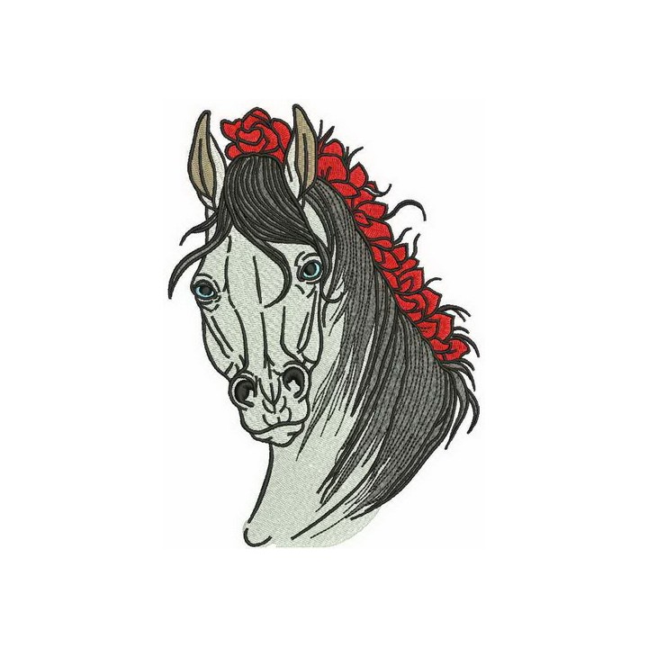 Horse with a knitted mane embroidery design - Embroidery Design