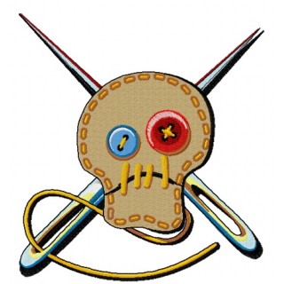 Sewn skull embroidery design - Embroidery Design