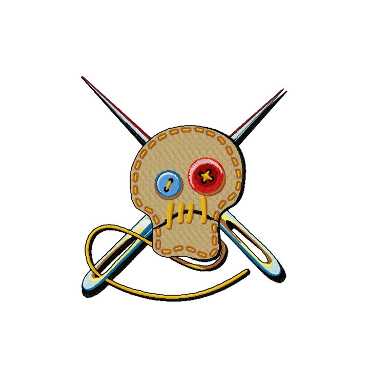 Sewn skull embroidery design - Embroidery Design