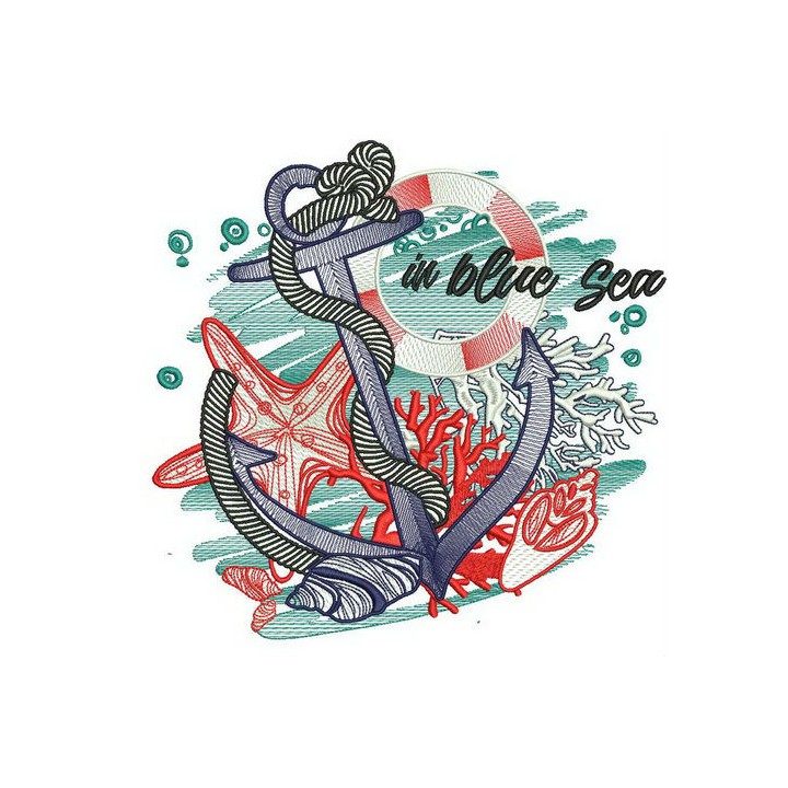 In blue sea embroidery design - Embroidery Design