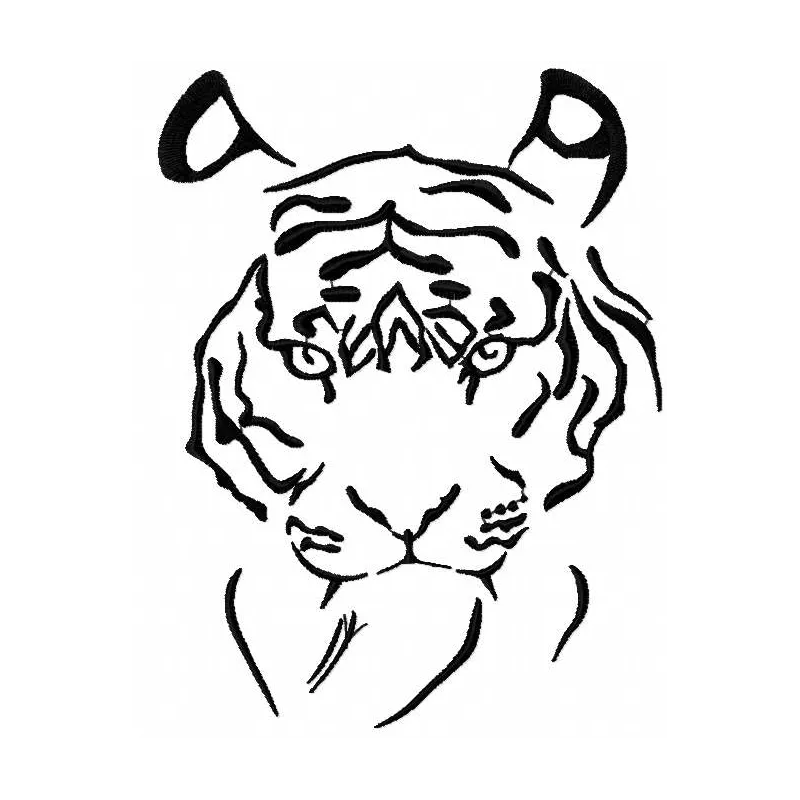 Intricate black tiger embroidery design showcasing tribal symbols, perfect for adding flair to garments and accessories.