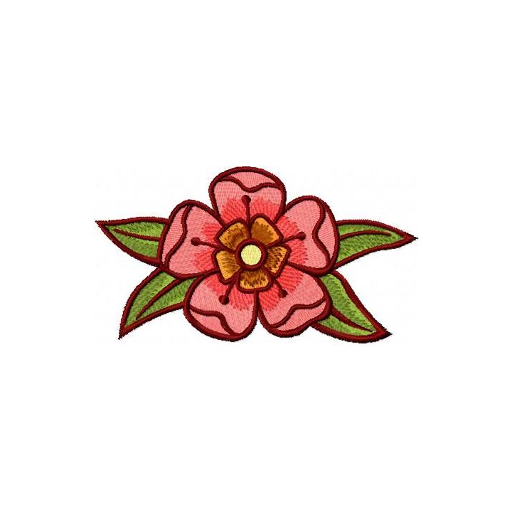 Dark red flower embroidery design - Embroidery Design