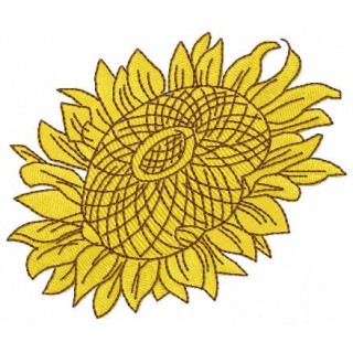 Yellow sunflower  embroidery design - Embroidery Design