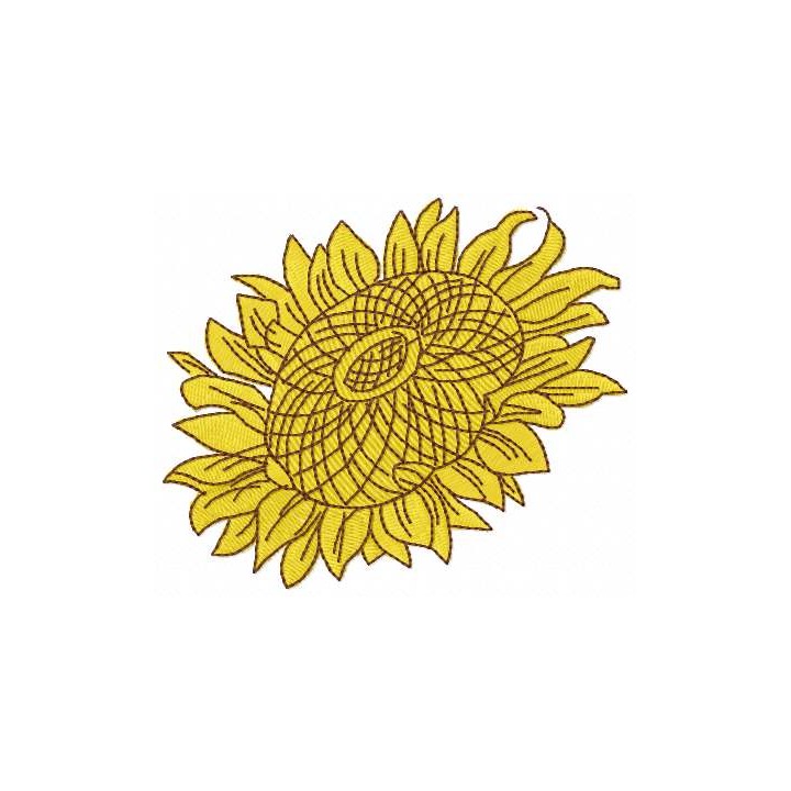 Yellow sunflower  embroidery design - Embroidery Design