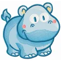 Tiny hippo 2 embroidery design showcasing a charming hippo motif for stitching on apparel and accessories.